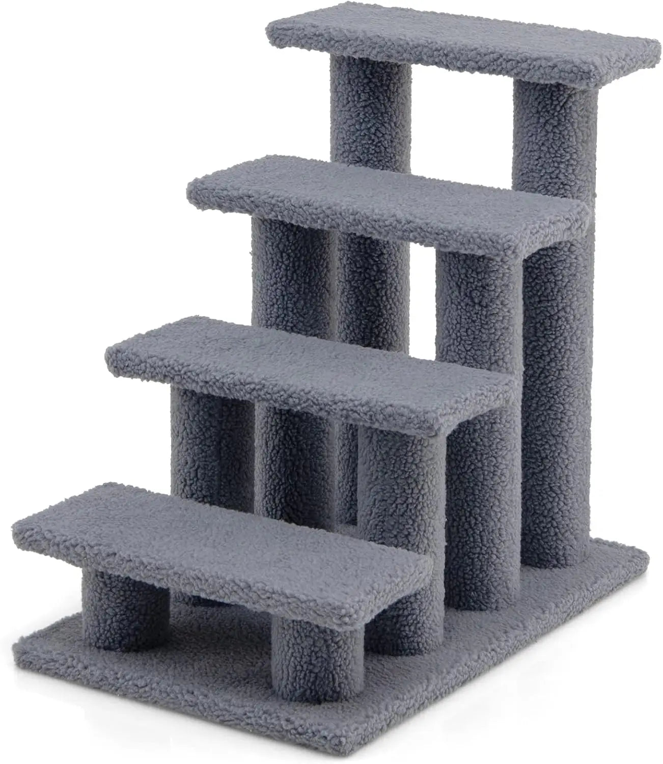 Pet Stairs For Cats And Dogs, 4-Step Carpeted Ladder Ramp Cat Climber Cat Scratching Post, Multi-Step Dog Stairs For Hi