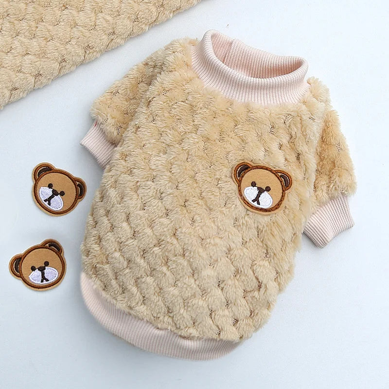 Winter Pet Dog Clothes Bear Print Dog Hoodie Soft Warm Puppy Sweatshirt Chihuahua French Bulldog Coat Jacket Fashion Dog Costume