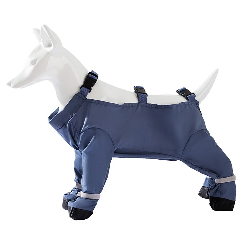 Dirty-Proof Dog Suspender Boots with Harness Waterproof Dog Jumpsuit Anti-Slip Dog Paw Protector Shoes for Puppy Small Dogs