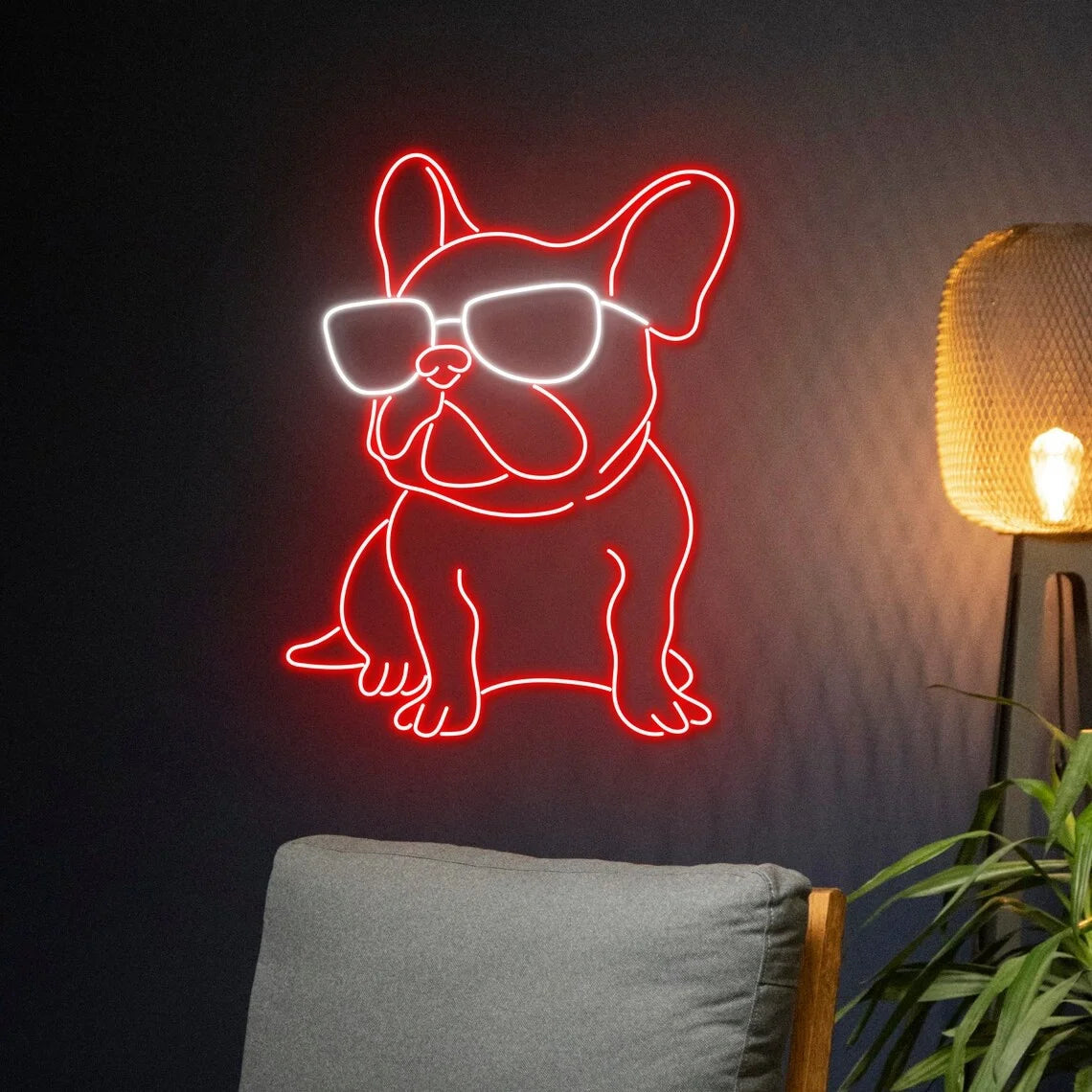 French Bulldog Glasses Neon Sign Bulldog Neon Light
