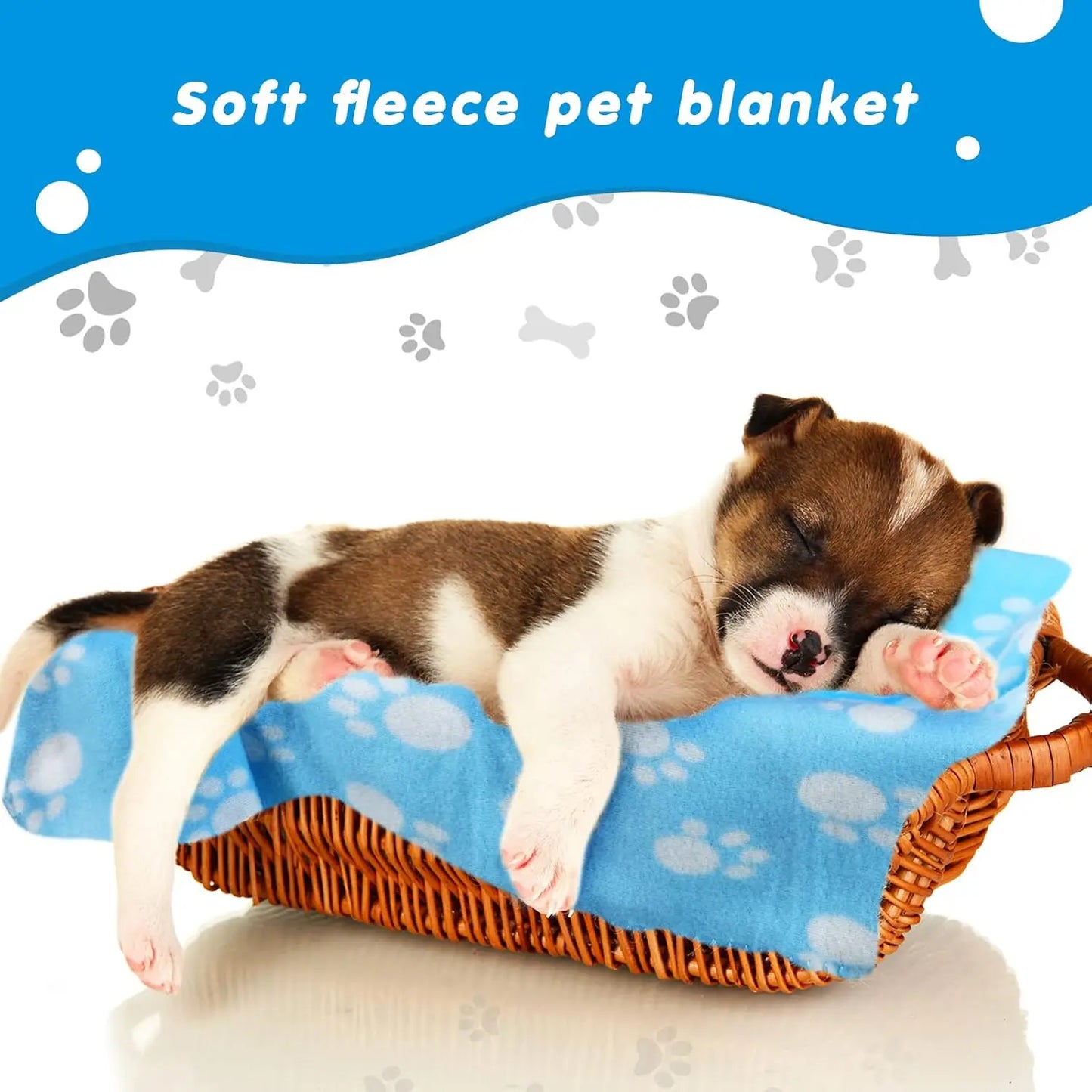 28-Piece Fleece Pet Blankets Set, Soft Warm Paw Print Sleep Mats for Dogs Cats, 27.5x39.3 Inch