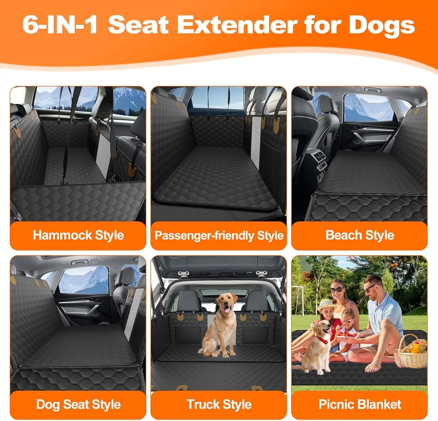 Waterproof Pet Travel Accessories Foldable Dog Car Seat Car Pet Seat Safety Hammock Trunk Mat Car Rear Back Seat Protector