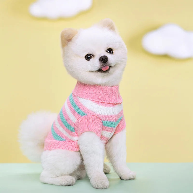 Dog Knitted Sweater S-2XL Autumn Winter For Small Dog Cat Soft Cozy Warm Clothes Chihuahua Schnauzer Pet Turtleneck Costume