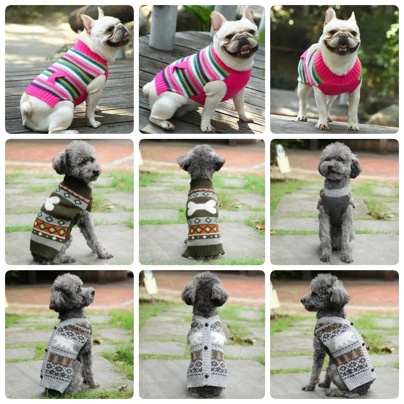 Winter Cartoon Dog Clothes Fashion Dog Knitted Sweater Christmas Puppy Turtleneck Cute Soft Cat Sweater Pet Pullovers Supplies