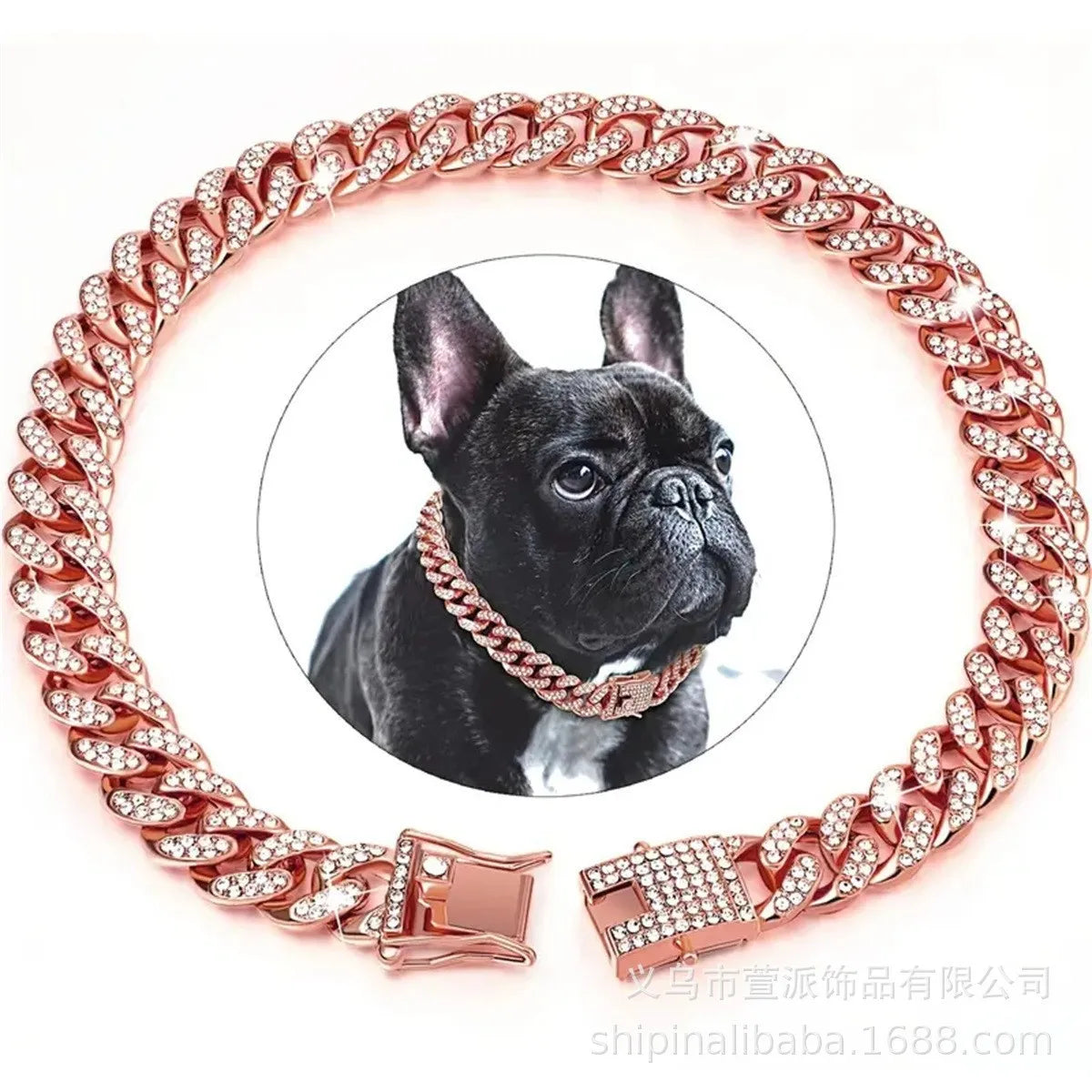 New Style Pet Collar Necklace Cat Dog Full Diamond Cuban Chains Dog Chains Lock Buckle Gold Silver Rose Gold Pet Supplies
