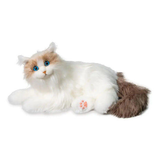 Interactive Companion Robot Cat Pets, Handmade Stuffed Animals Cat Plush with Voice Response, Realistic Heartbeat and Purring, G