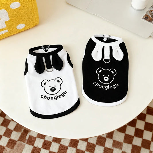 Fashion Dog Shirt Cool Dog T-shirt Bear Print Vest Chihuahua Yorkie Thin Breathable Vest Puppy Outfit Shirt Summer Pet Clothes