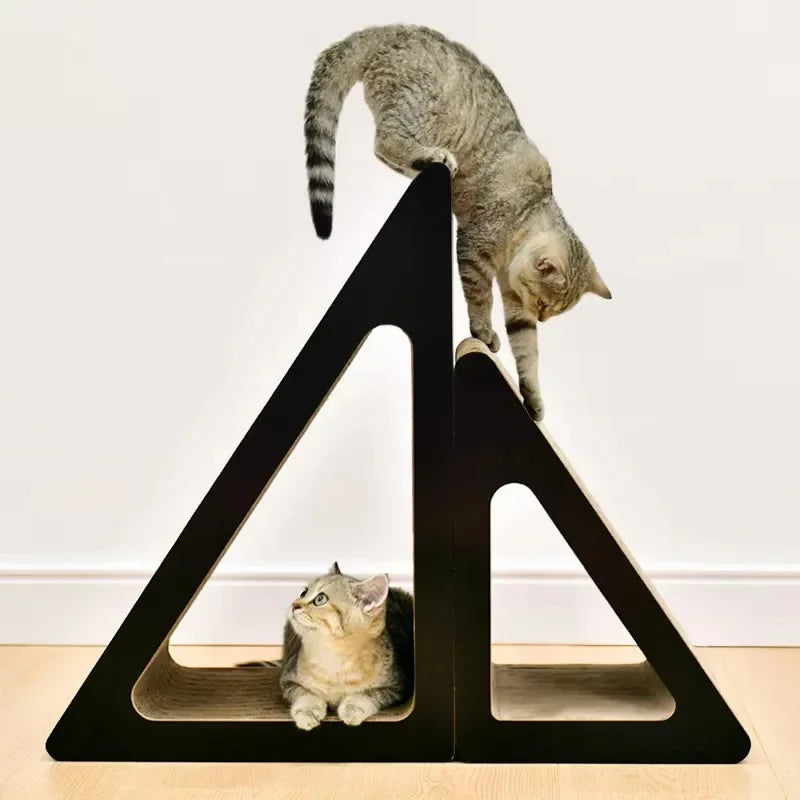 2 in 1 Cat Scratcher Cardboard With Ball Triangles Cat Scratching Board Wear-resistant Cats Clawing Board Pet Climbing Frame