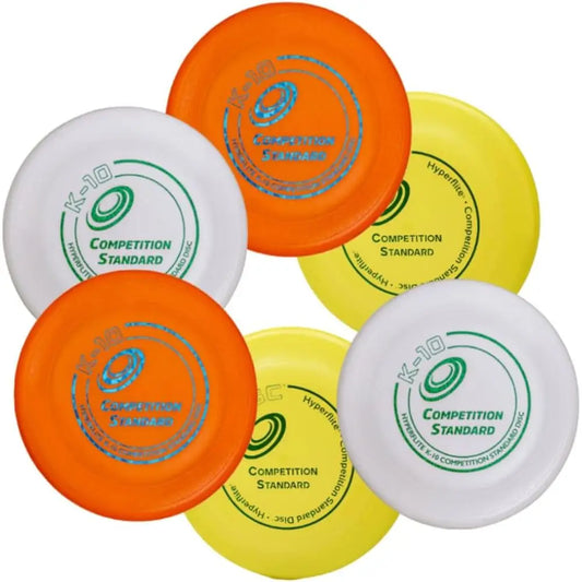 Hyperflite K-10 Competition Standard Dog Disc (6 Pack) - Assorted Floating Frisbee for Dogs - Large Canine Plastic Discs for Ult