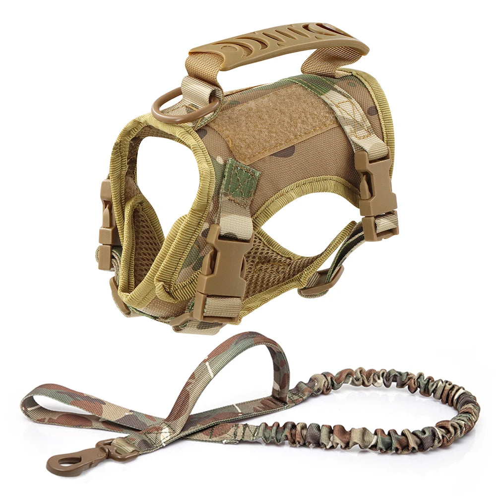Tactical Cat Harness with Leash Set Puppy Walking Escape Proof Adjustable Pet Vest withControl Handle For Large Cats Small Dogs