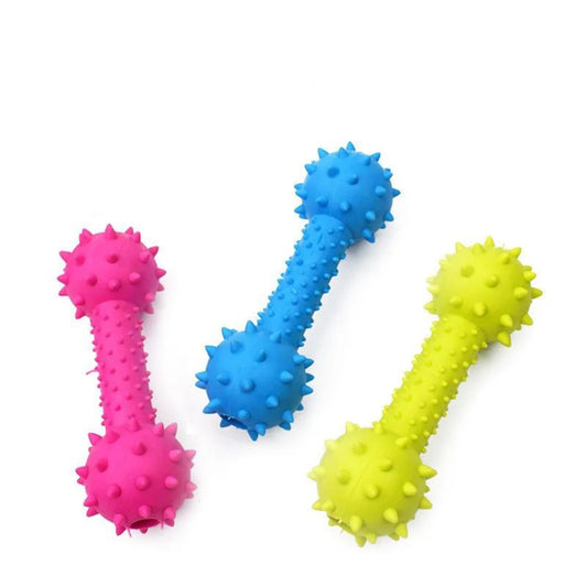 Puppy Squeaky Toy Barbell, Teeth Cleaning Chew Stick, Interactive Training Molar Toy, Durable Pet Chewing Supplies for Small Dog