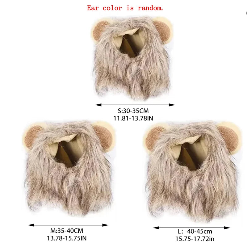 Cat Hairpiece Humorous Lion Mane Headgear for Dogs and Cats Adjustable Costume Accessories for Fun Dress-up and Play