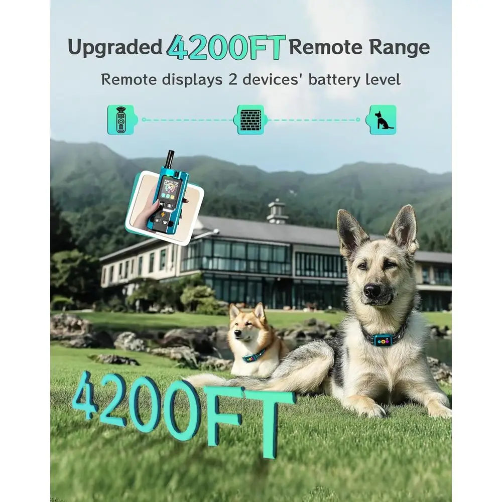 Long-Range 4200FT Dog Training Collar with Step Counter, 5-Mode Remote, and Waterproof Feature for All Dog Sizes