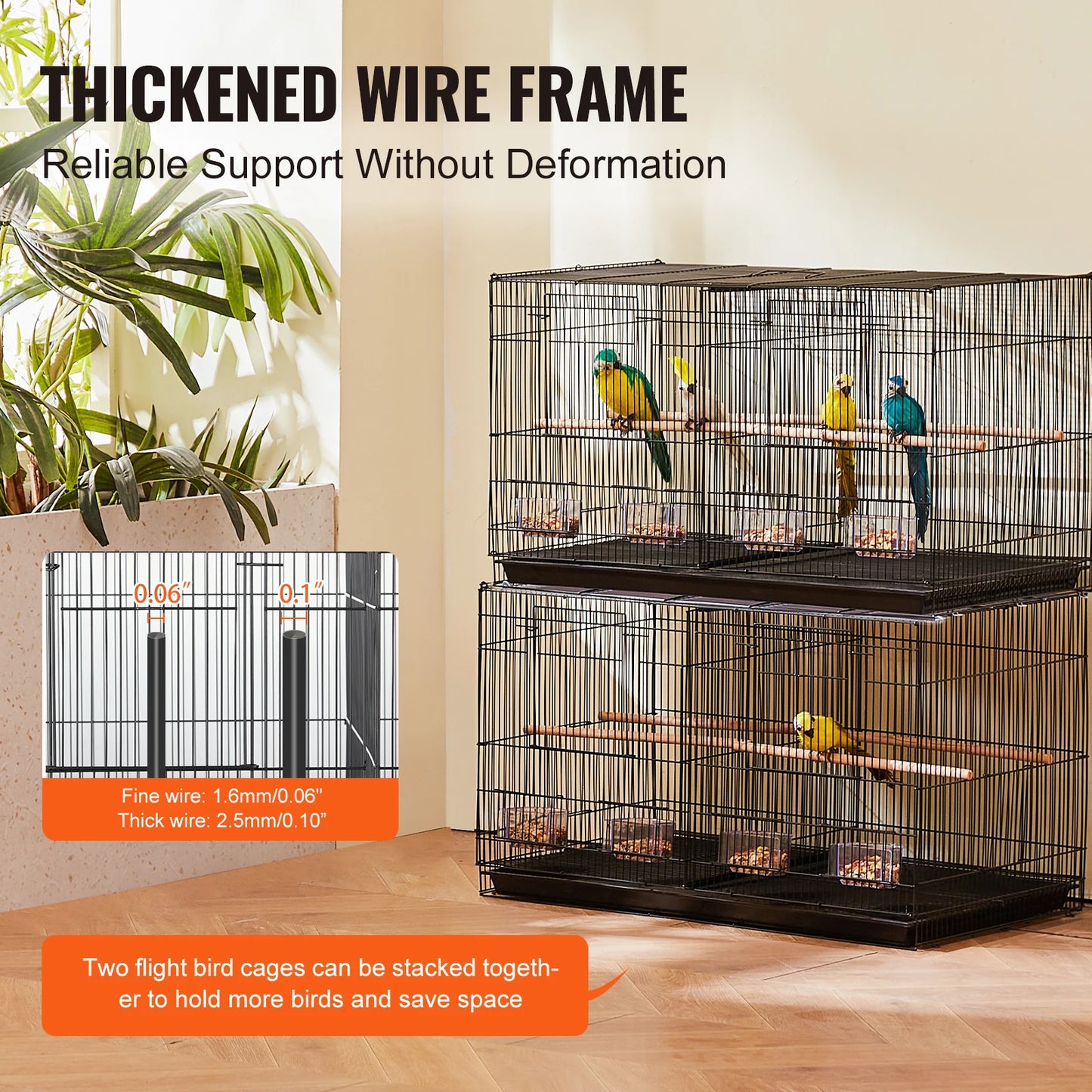 30In Flight Bird Cage Stackable Divided Small Animal Cage for Kinds of Birds Pet Travel Birdcage with Handle and Perche