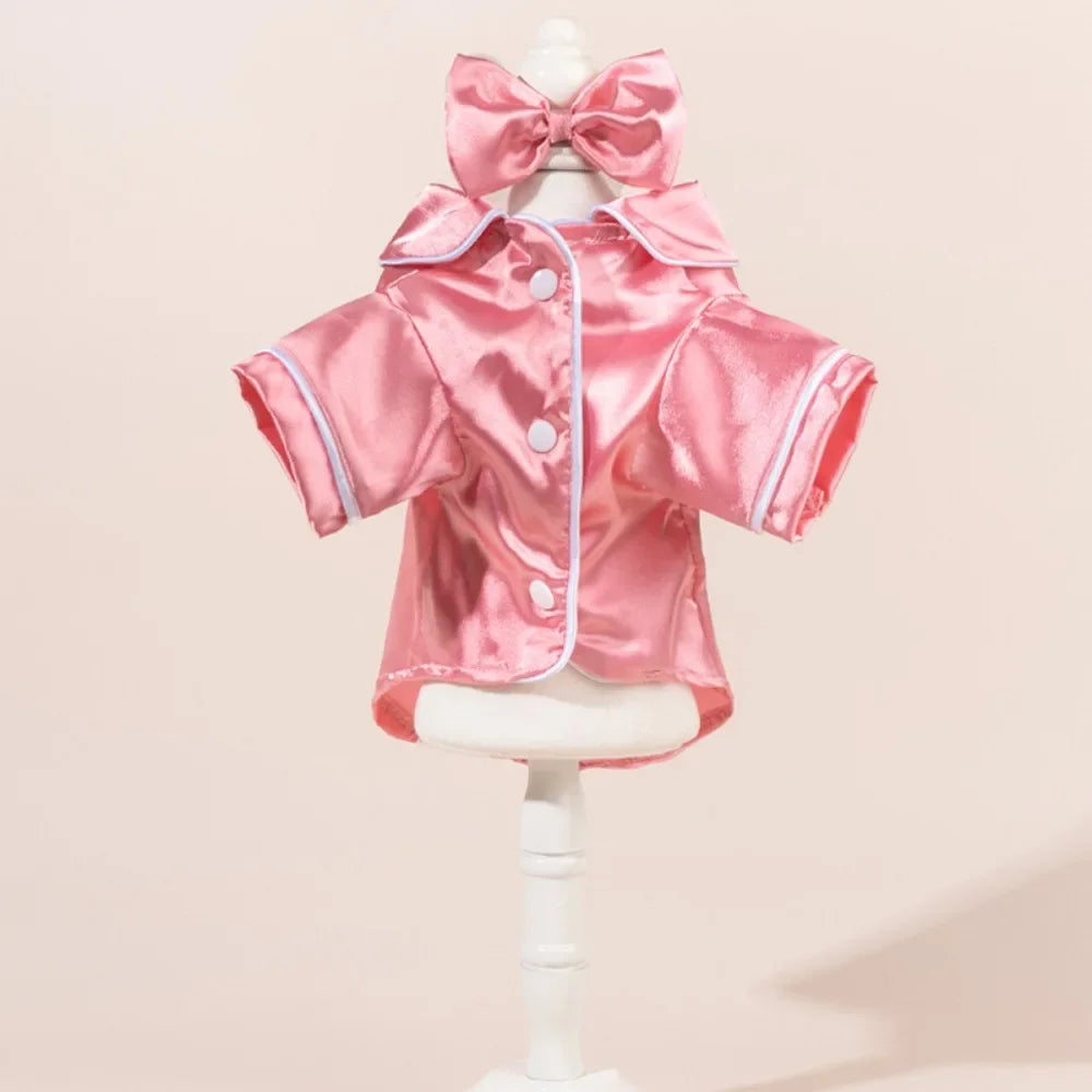 Stylish Silk Pet Pajamas - Skin-Friendly Thin Shirt for XS-L Size Dogs & Cats