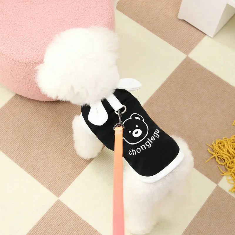 Fashion Dog Shirt Cool Dog T-shirt Bear Print Vest Chihuahua Yorkie Thin Breathable Vest Puppy Outfit Shirt Summer Pet Clothes