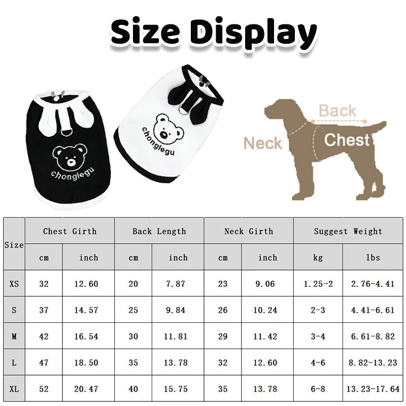 Fashion Dog Shirt Cool Dog T-shirt Bear Print Vest Chihuahua Yorkie Thin Breathable Vest Puppy Outfit Shirt Summer Pet Clothes