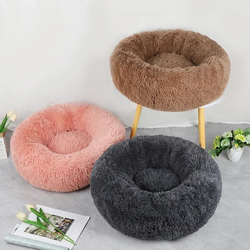 Home Plush Pet Nest Winter Cat Dog Warm Detachable and Washable Round Cat Pet Bed Seasonal Universal Decoration