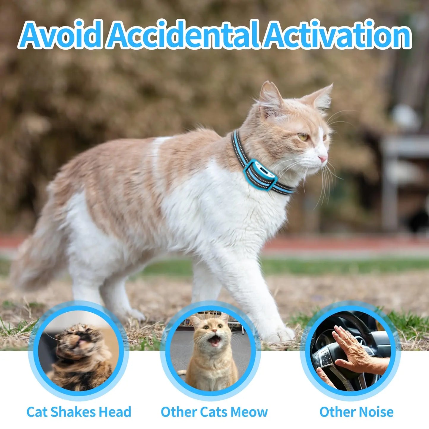 Cat Shock Collar To Auto Stop Meowing,Shock Collar for Cats,Vibration or Shock, Lightest Cat Training Collar for 5-25lbs Pet Cat