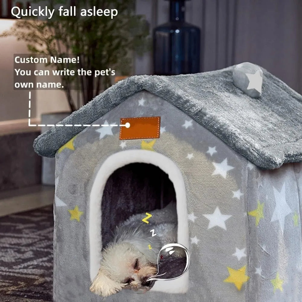 Dog House Indoor Memory Sponge, Foldable Dog House Kennel Bed Mat with Cushion for Small Medium Large Dogs Cats, Winter Warm Cat