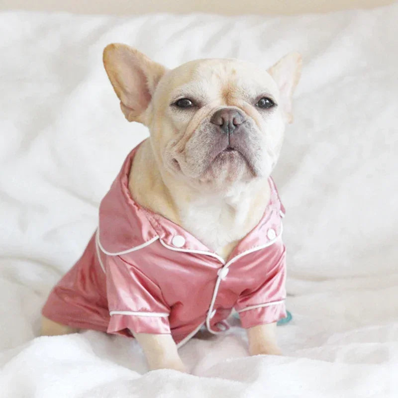 Soft Silk Pet Pajama Shirts - Comfortable Sleepwear for Small Dogs & Cats