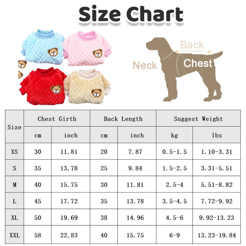Winter Pet Dog Clothes Bear Print Dog Hoodie Soft Warm Puppy Sweatshirt Chihuahua French Bulldog Coat Jacket Fashion Dog Costume