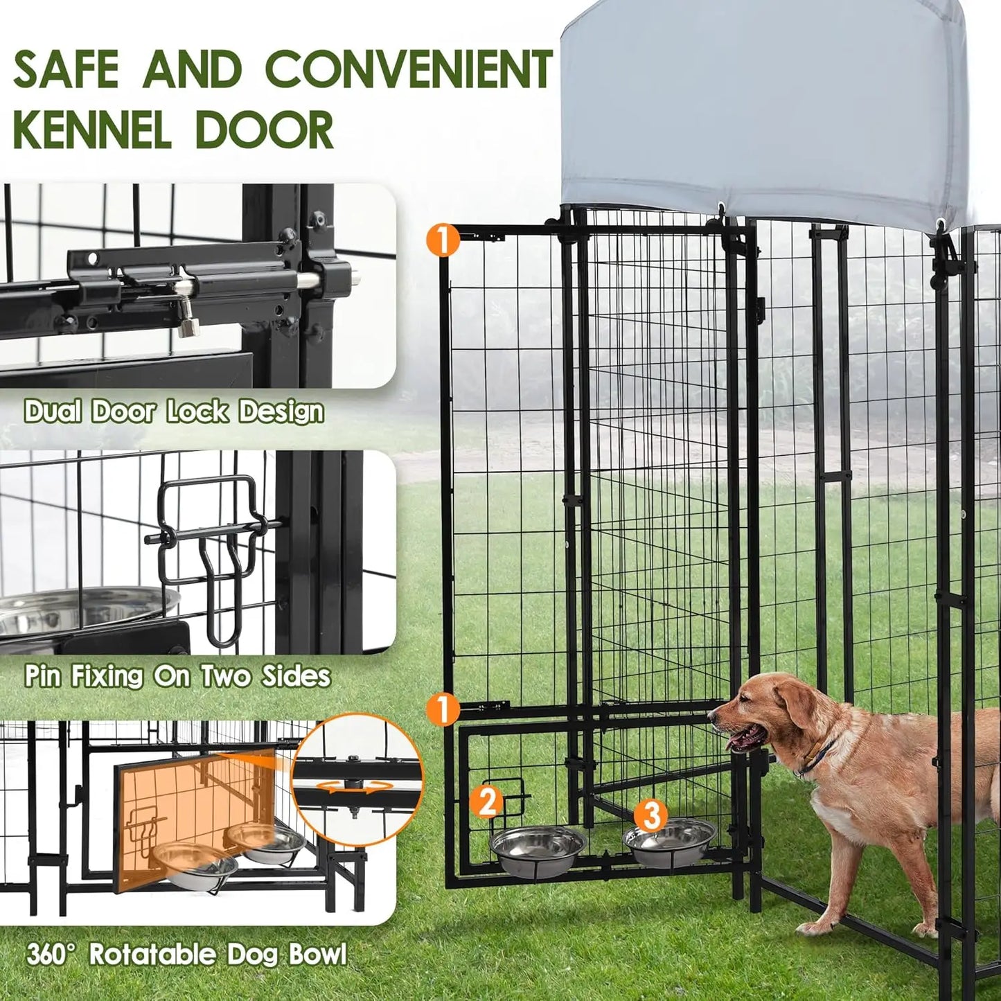 8x4x6 FT Dog Kennel Outdoor for Large Dogs,Dog Enclosure Dog Cage Pet House with UV-Resistant Waterproof, Customized