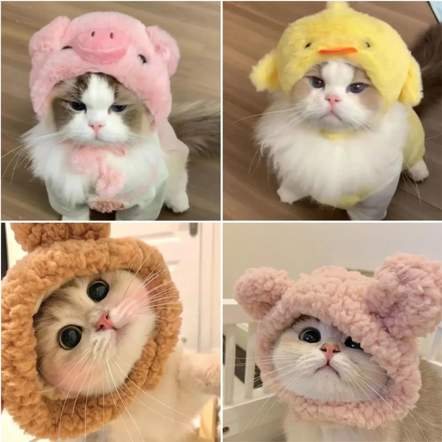 תחפושת Funny Pet Headband Plush Yarn Cat Dog Cap Panda Pig Pet Warm Cosplay Accessories Photo Props Headwear for Dog and Cat고양이