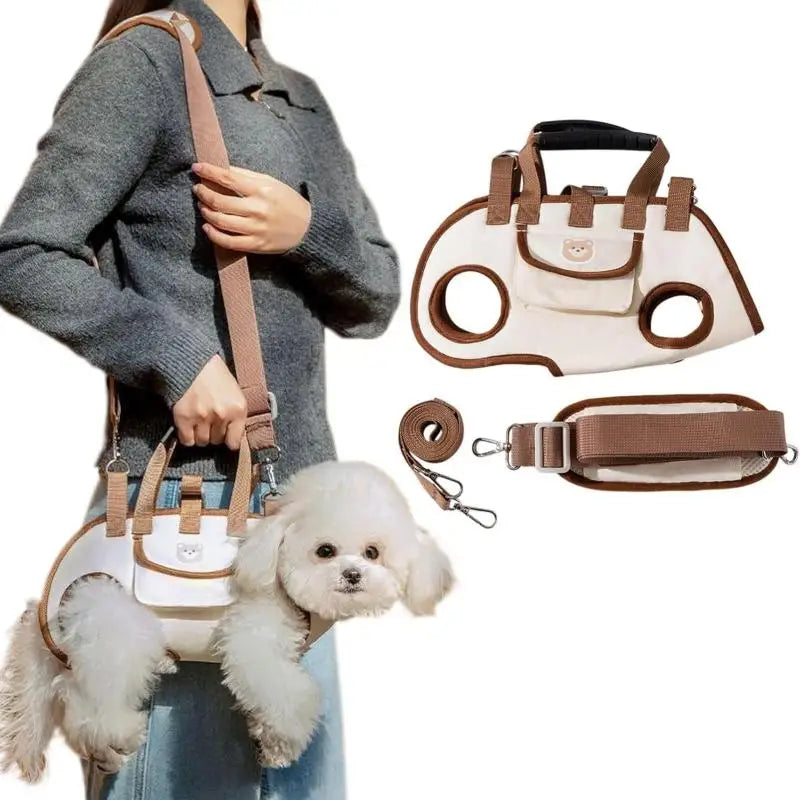 Portable Outdoor Breathable Traction Backpack Dog Leash Cat and Dog Harness Can Be Carried or Crossbody Cat Bag Pet Supplies