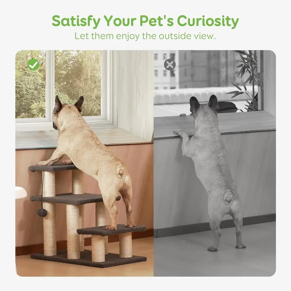 Pet Stairs & Scratching Post: 4-Step High-Strength Steps for Cats, Dogs, and Kittens - Supports up to 150 lbs, Ideal for High Be