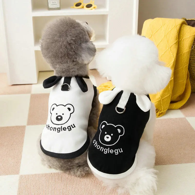 Fashion Dog Shirt Cool Dog T-shirt Bear Print Vest Chihuahua Yorkie Thin Breathable Vest Puppy Outfit Shirt Summer Pet Clothes