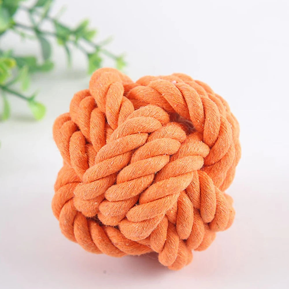 Dog Teeth Bite Resistant Cotton Rope Ball Puppy Teeth Grinding Relief Toy Ball Teeth Training Dog Supplies Pet Toy