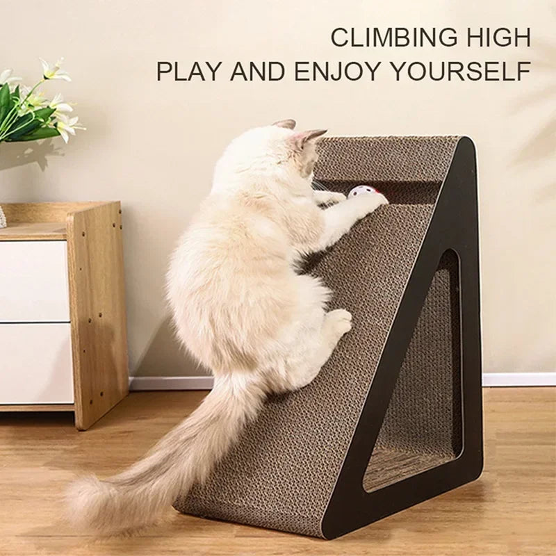2 in 1 Cat Scratcher Cardboard With Ball Triangles Cat Scratching Board Wear-resistant Cats Clawing Board Pet Climbing Frame
