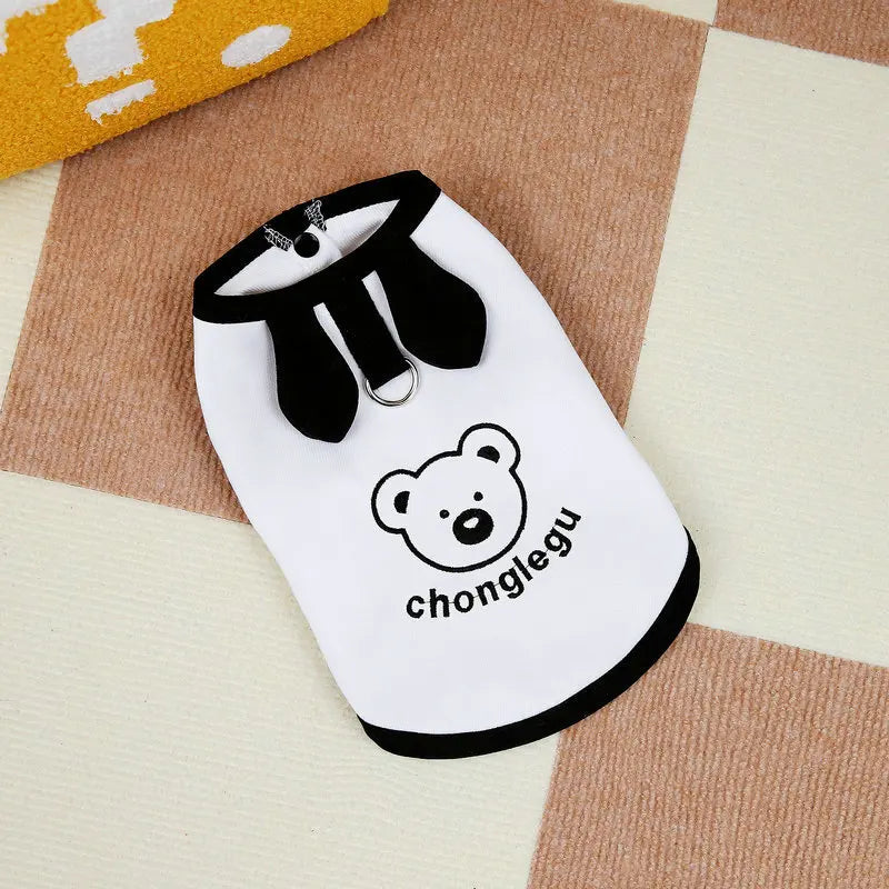 Fashion Dog Shirt Cool Dog T-shirt Bear Print Vest Chihuahua Yorkie Thin Breathable Vest Puppy Outfit Shirt Summer Pet Clothes