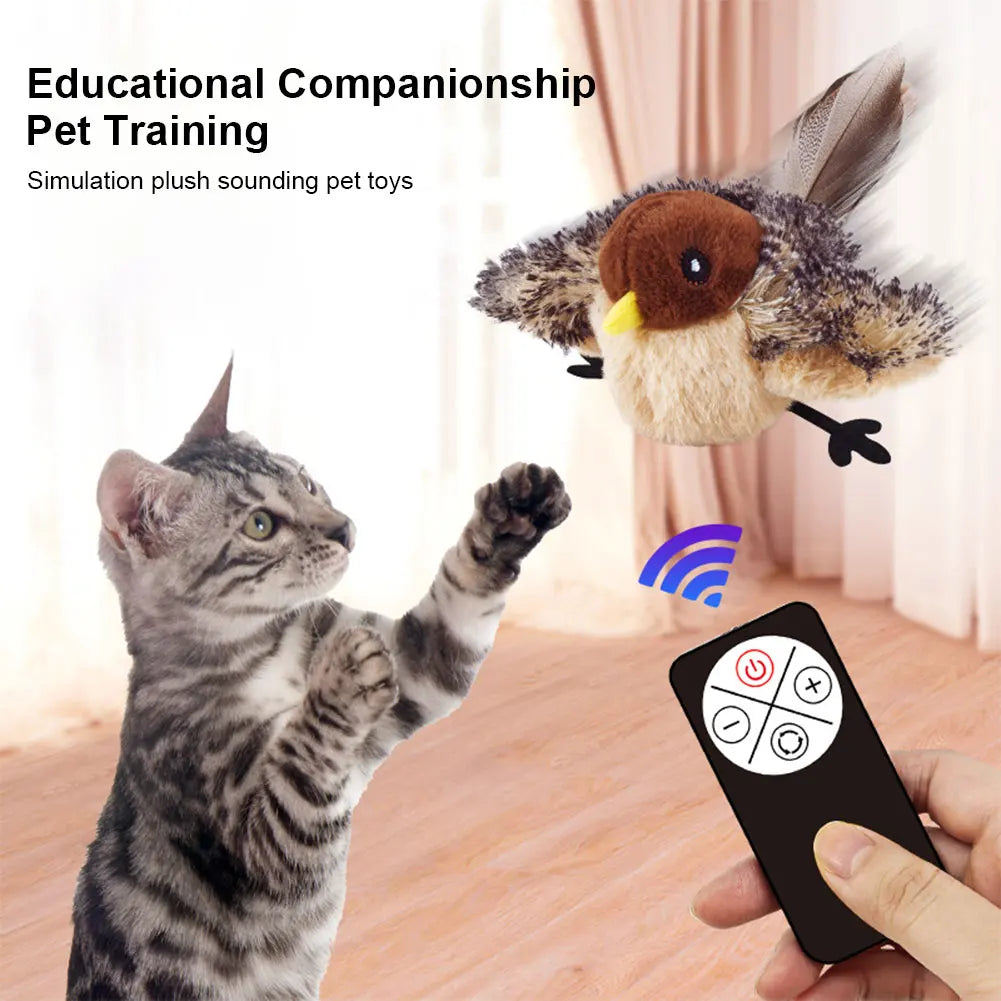 Interactive Flapping Bird Cat Toy with Flying Wings & Vivid Chirping, Catnip Sparrow Simulation