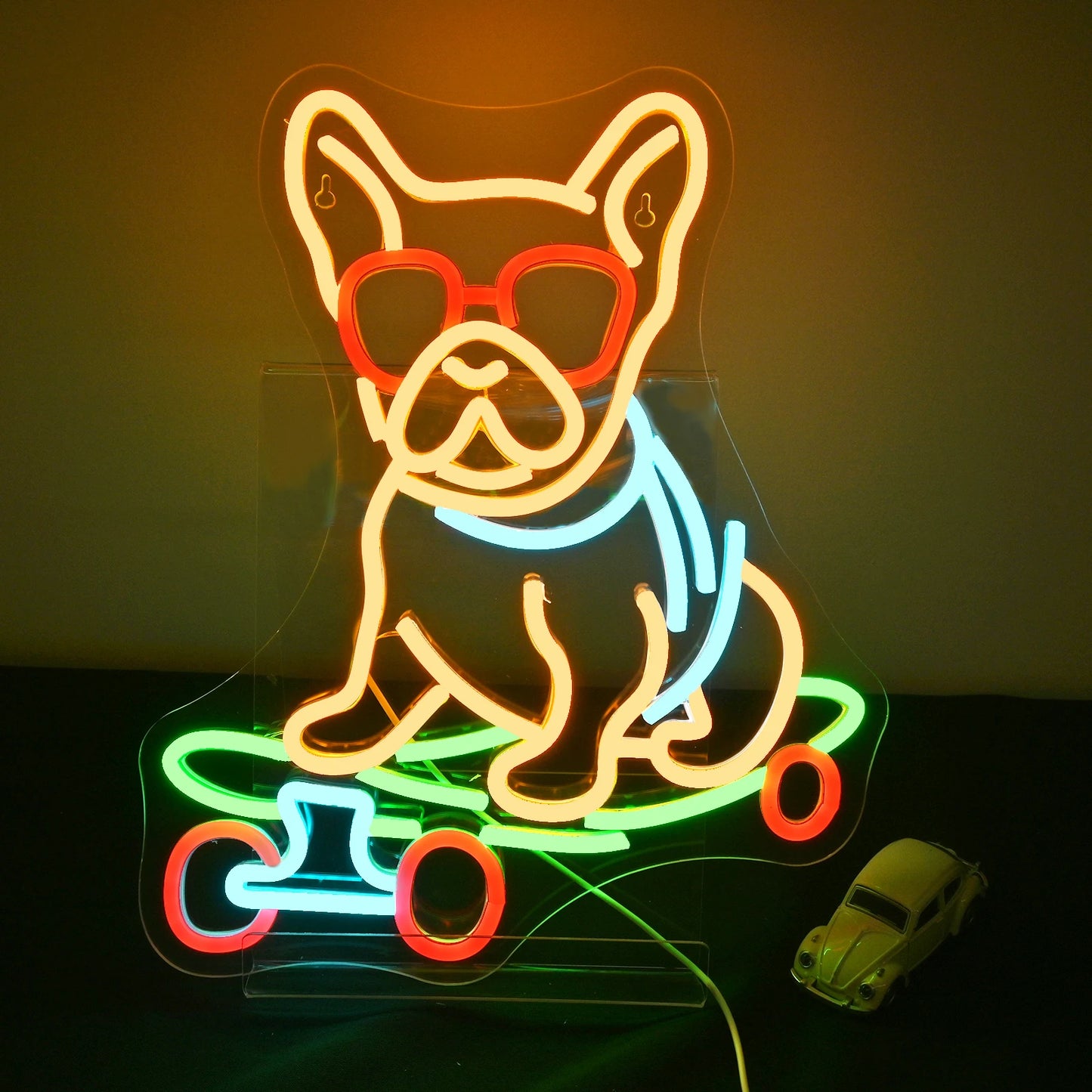 Skateboard Dog Neon Sign Room Art Neon Lights For Kid's Room Decor Pet Shop Dog Club Dimmable Wall Decor Lamp USB Powered