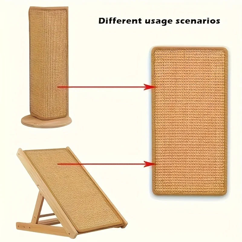 A sturdy and thick cat scratch board - free of clutter, designed for sofa safety, used for exercise and relaxation