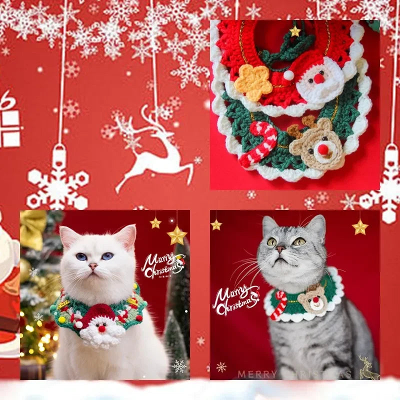 Cat Clothing Costume Christmas Dog Cat Collar Christmas Sweet Pet Scarf Cute Xmas  Kitty Puppy Santa Costume Clothing Navidad