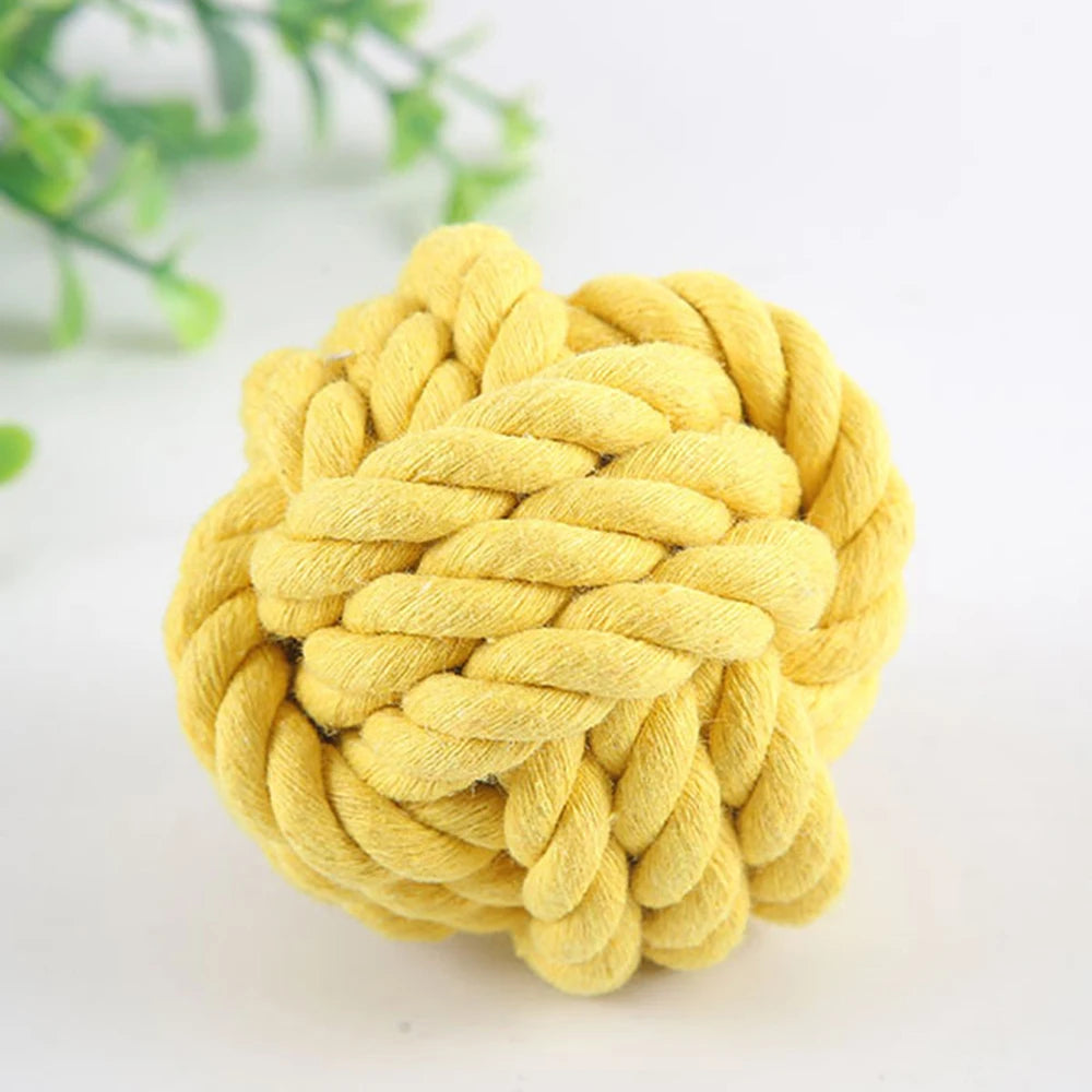 Dog Teeth Bite Resistant Cotton Rope Ball Puppy Teeth Grinding Relief Toy Ball Teeth Training Dog Supplies Pet Toy