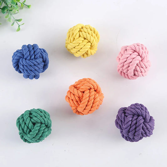 Dog Teeth Bite Resistant Cotton Rope Ball Puppy Teeth Grinding Relief Toy Ball Teeth Training Dog Supplies Pet Toy