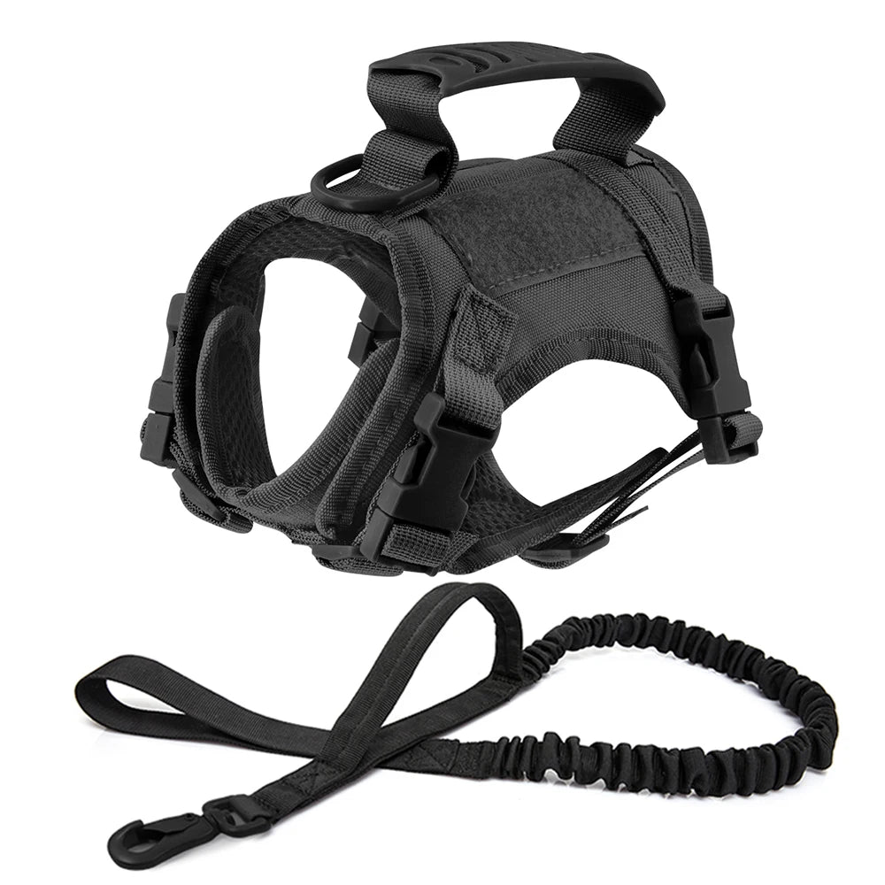 Tactical Cat Harness with Leash Set Puppy Walking Escape Proof Adjustable Pet Vest withControl Handle For Large Cats Small Dogs