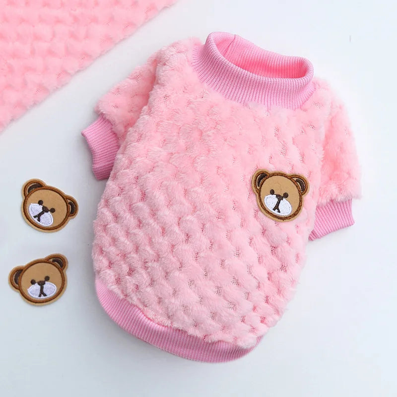 Winter Pet Dog Clothes Bear Print Dog Hoodie Soft Warm Puppy Sweatshirt Chihuahua French Bulldog Coat Jacket Fashion Dog Costume