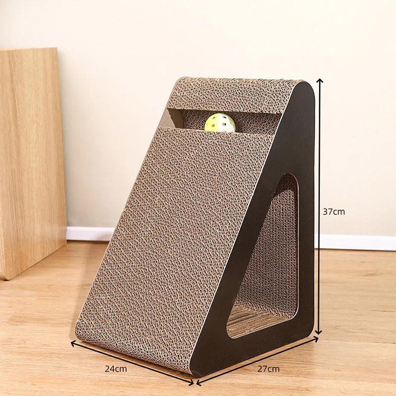 2 in 1 Cat Scratcher Cardboard With Ball Triangles Cat Scratching Board Wear-resistant Cats Clawing Board Pet Climbing Frame