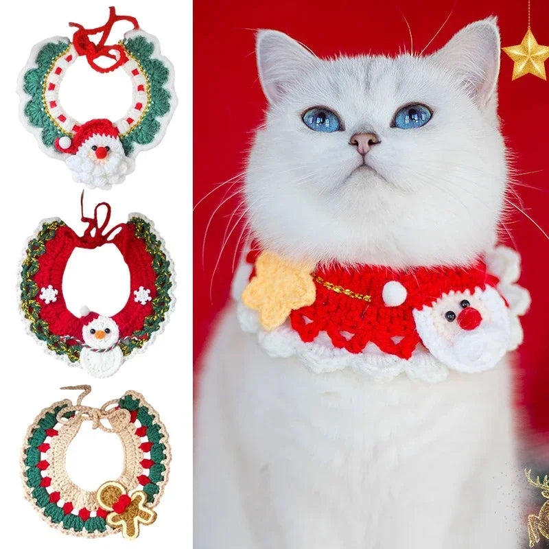 Cat Clothing Costume Christmas Dog Cat Collar Christmas Sweet Pet Scarf Cute Xmas  Kitty Puppy Santa Costume Clothing Navidad