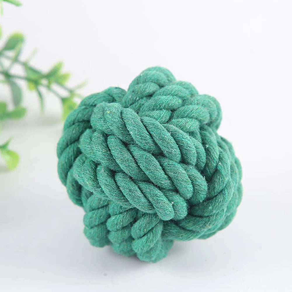 Dog Teeth Bite Resistant Cotton Rope Ball Puppy Teeth Grinding Relief Toy Ball Teeth Training Dog Supplies Pet Toy