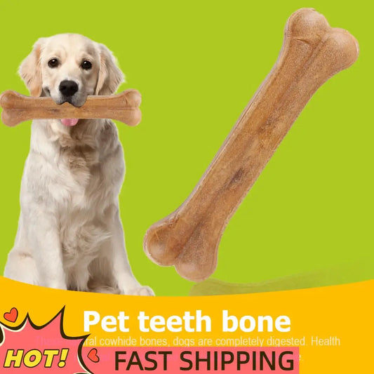8 Inch Cowhide Bone Non-Toxic Creative Leather Chew Bone Anti-bite Puppy Teething Toys  for Small Medium Large Dog