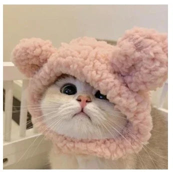 תחפושת Funny Pet Headband Plush Yarn Cat Dog Cap Panda Pig Pet Warm Cosplay Accessories Photo Props Headwear for Dog and Cat고양이