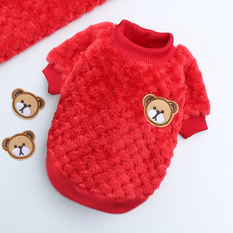 Winter Pet Dog Clothes Bear Print Dog Hoodie Soft Warm Puppy Sweatshirt Chihuahua French Bulldog Coat Jacket Fashion Dog Costume