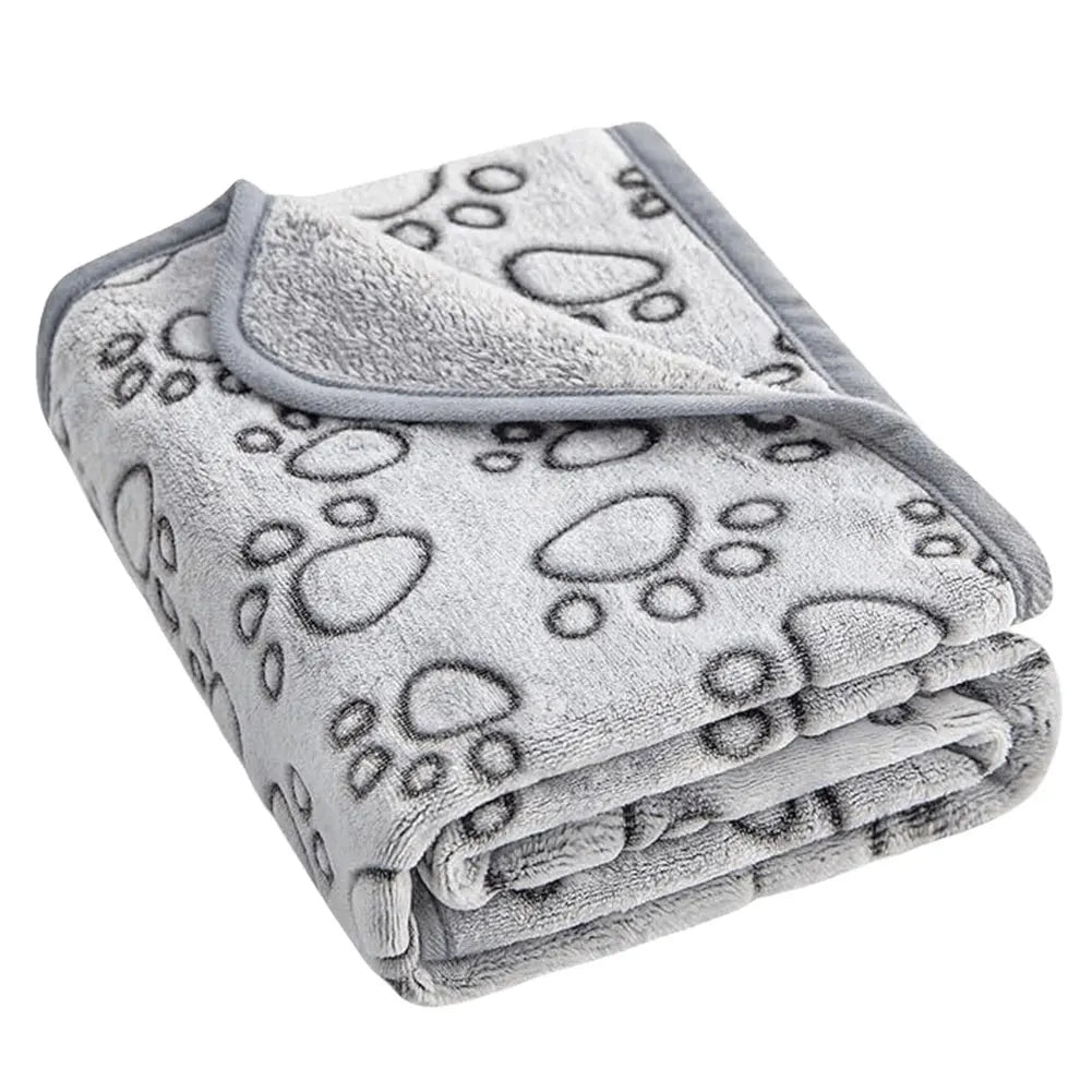 Flannel Dog Blanket Paw Print for Dog Cat Pet Sleep Mat Washable Pet Throw for Sofa Bed Car Seat