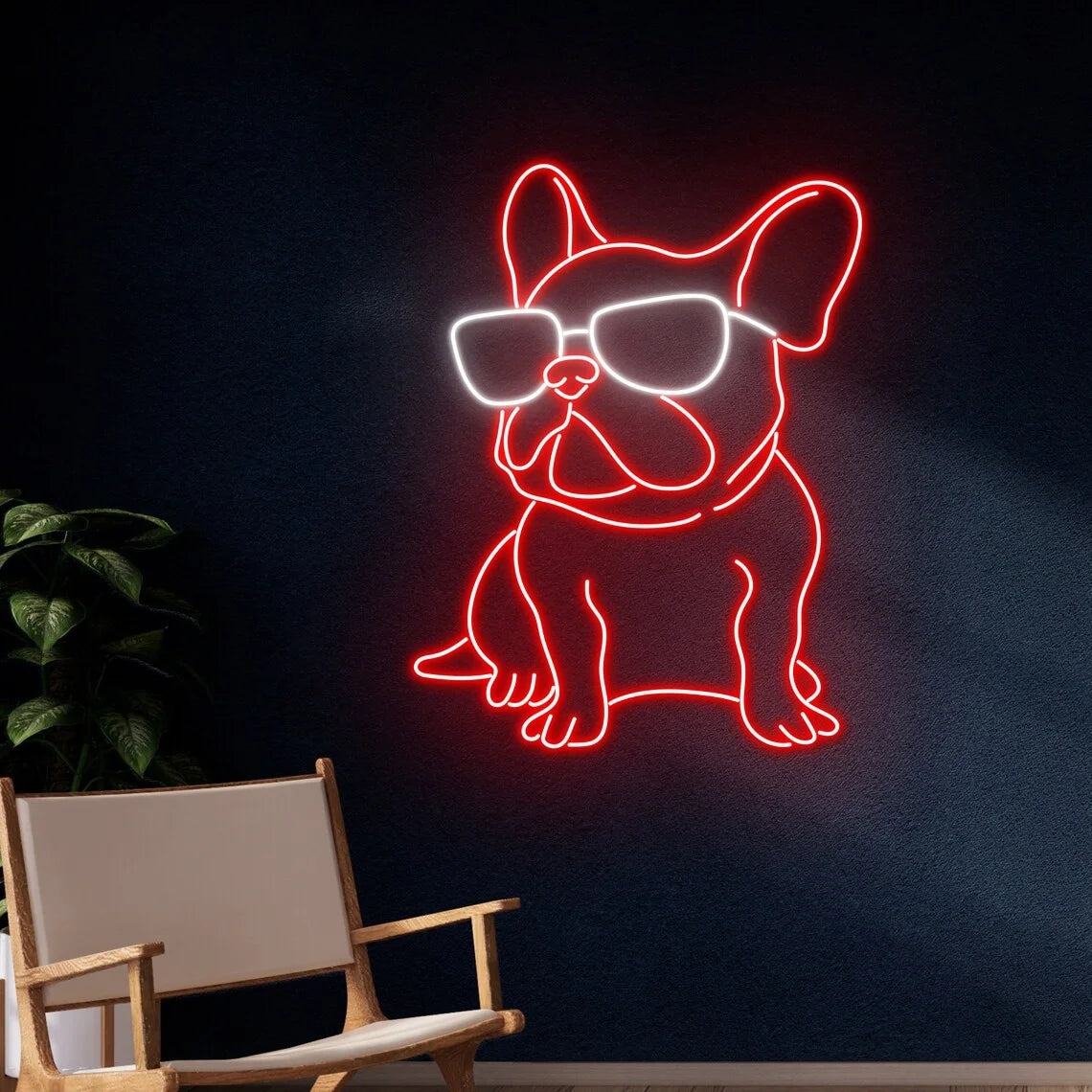 French Bulldog Glasses Neon Sign Bulldog Neon Light